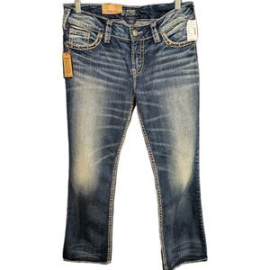 NEW Silver Jeans Women's Sz 31X31 Suki Mid Rise Slim Boot Blue  Festival